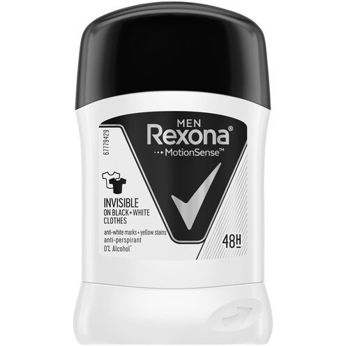 استیک ضدتعریق مردانه رکسونا Invisible MotionSense Rexonaبدون لک روی لباس مشکی و سفید